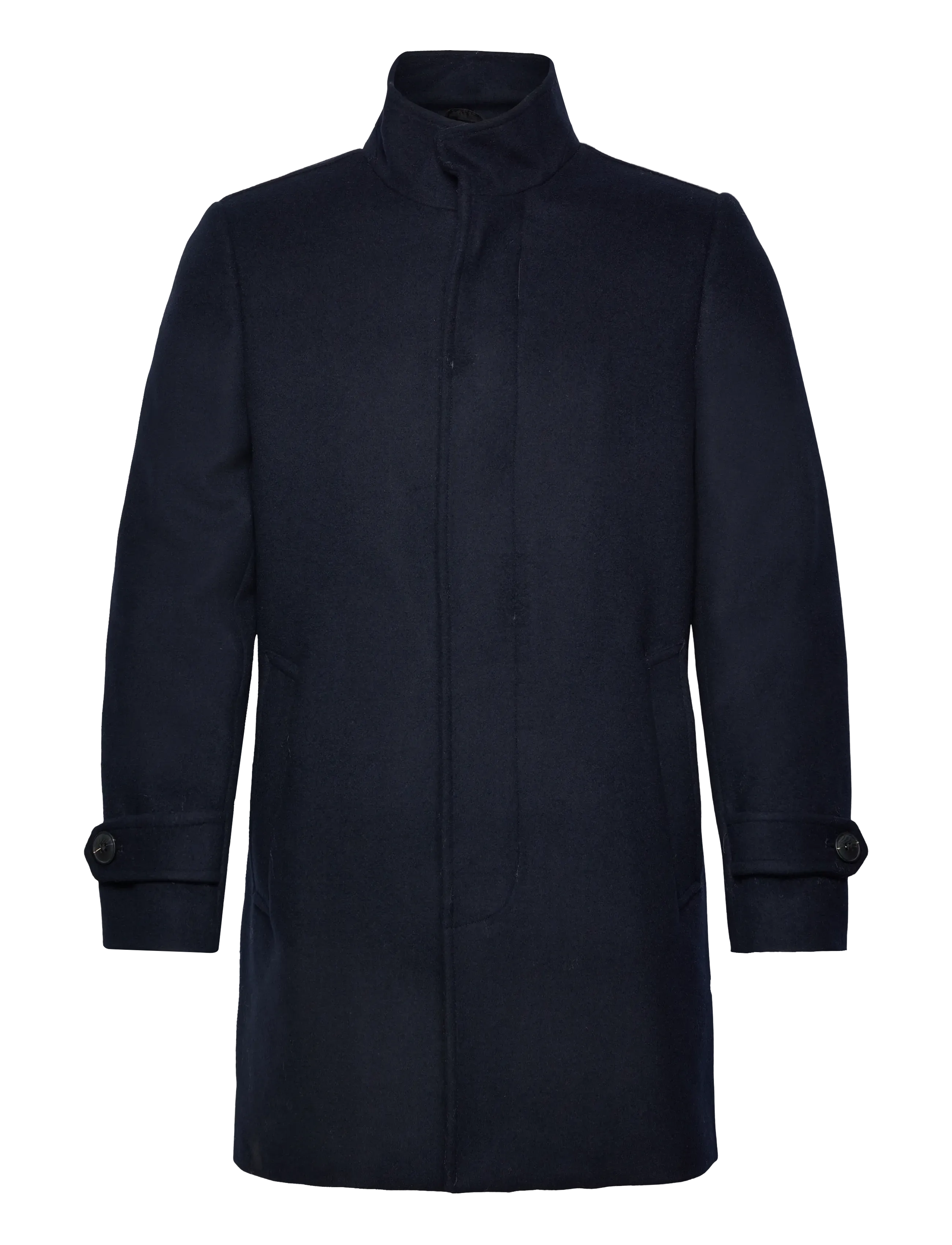 Recycled Wool Funnel Neck Coat