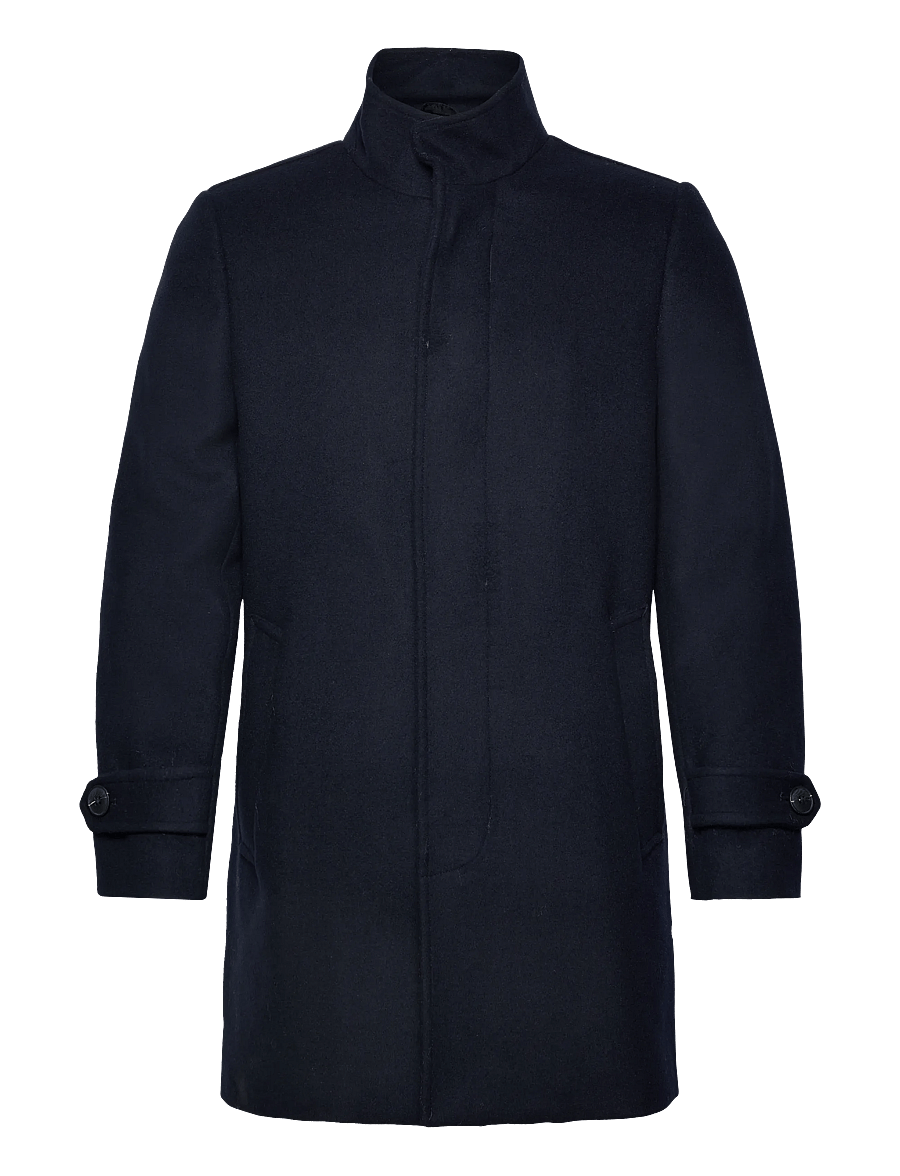 Lindbergh - Recycled wool funnel neck coat - wollmäntel - navy - 0