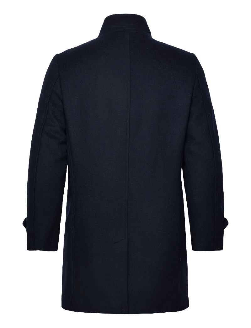 Lindbergh - Recycled wool funnel neck coat - wollmäntel - navy - 1
