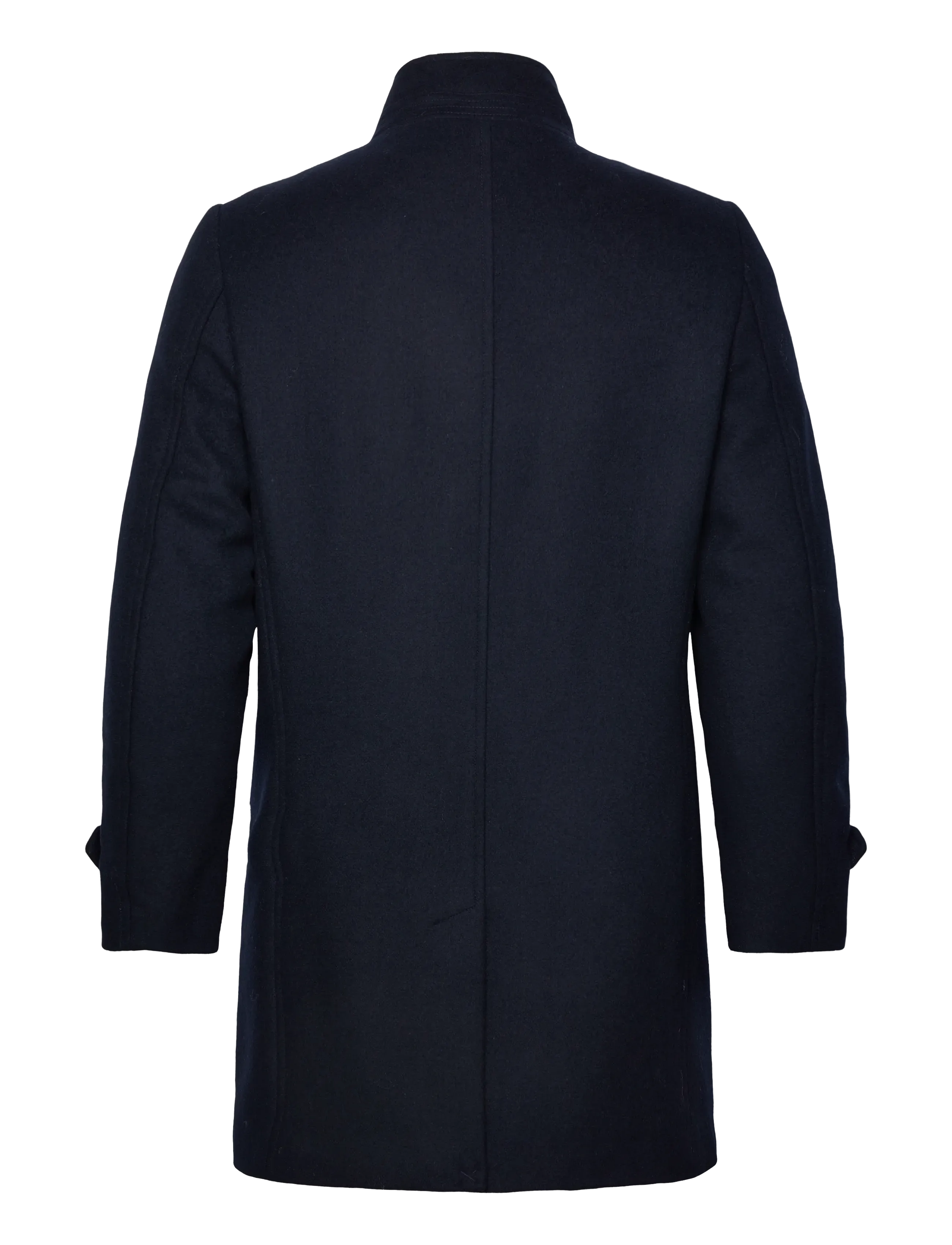Lindbergh - Recycled wool funnel neck coat - wool coats - navy - 1
