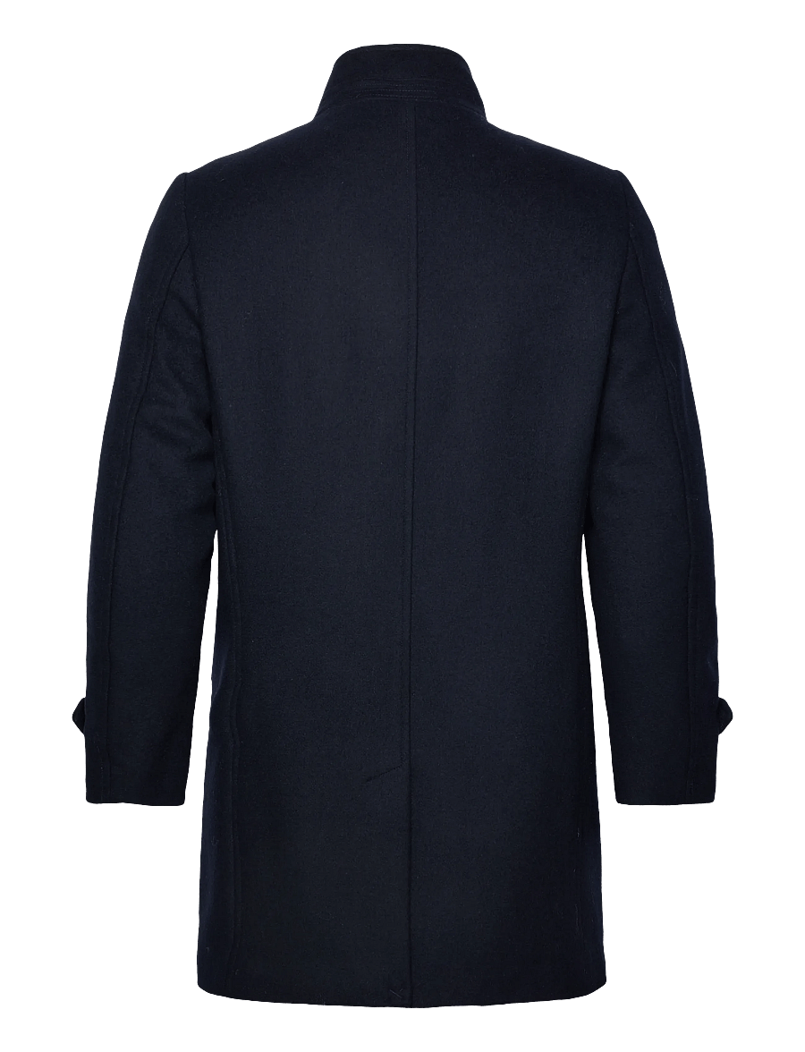 Lindbergh - Recycled wool funnel neck coat - wollmäntel - navy - 1
