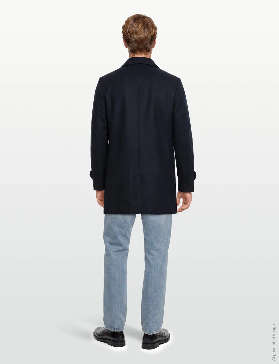 Lindbergh - Recycled wool funnel neck coat - wollmäntel - navy - 4