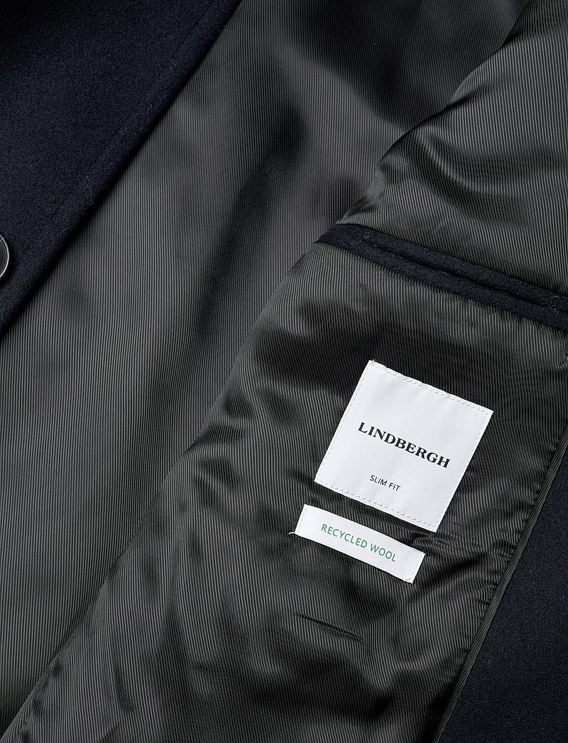 Lindbergh - Recycled wool funnel neck coat - wollmäntel - navy - 4
