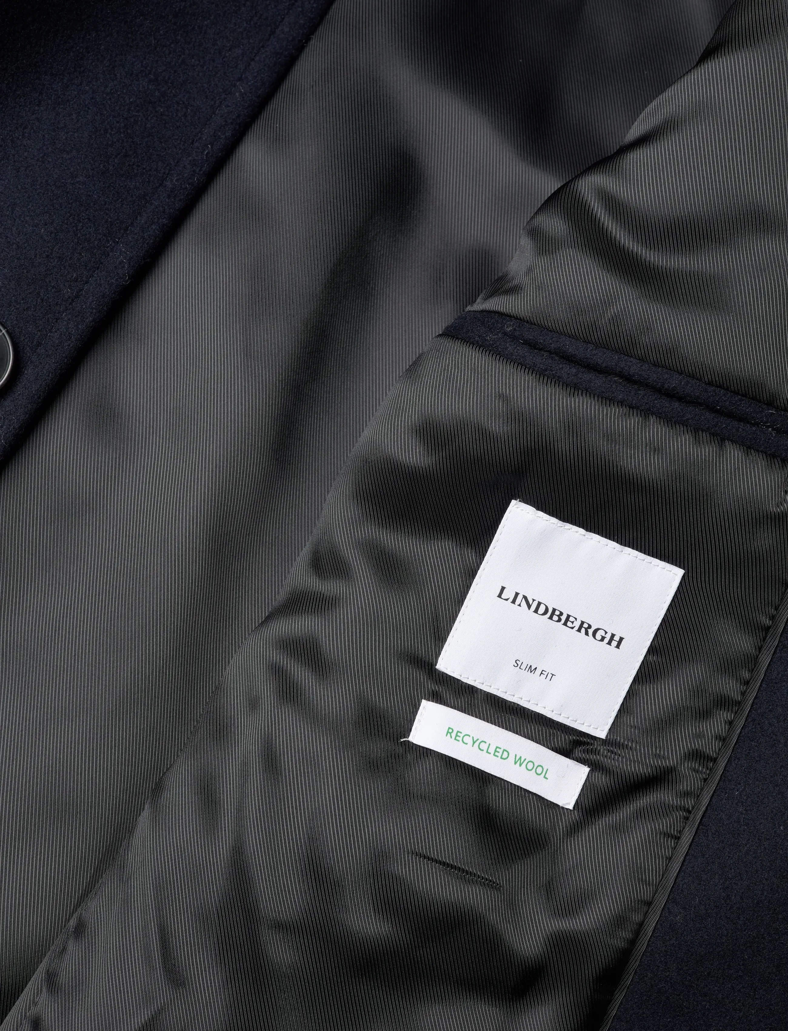 Lindbergh - Recycled wool funnel neck coat - wool coats - navy - 4