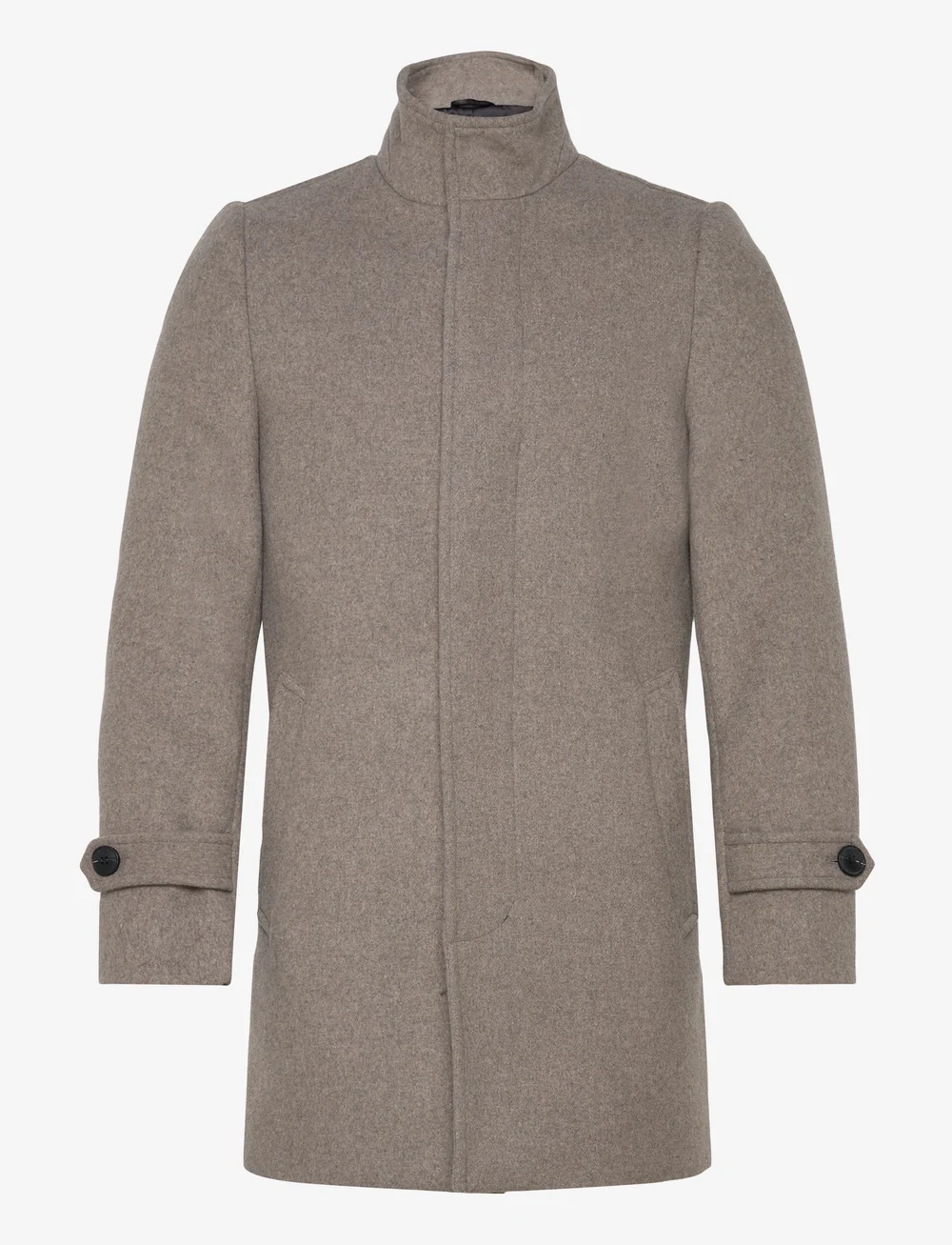 Lindbergh - Recycled wool funnel neck coat - wollen mantels - stone mel - 1