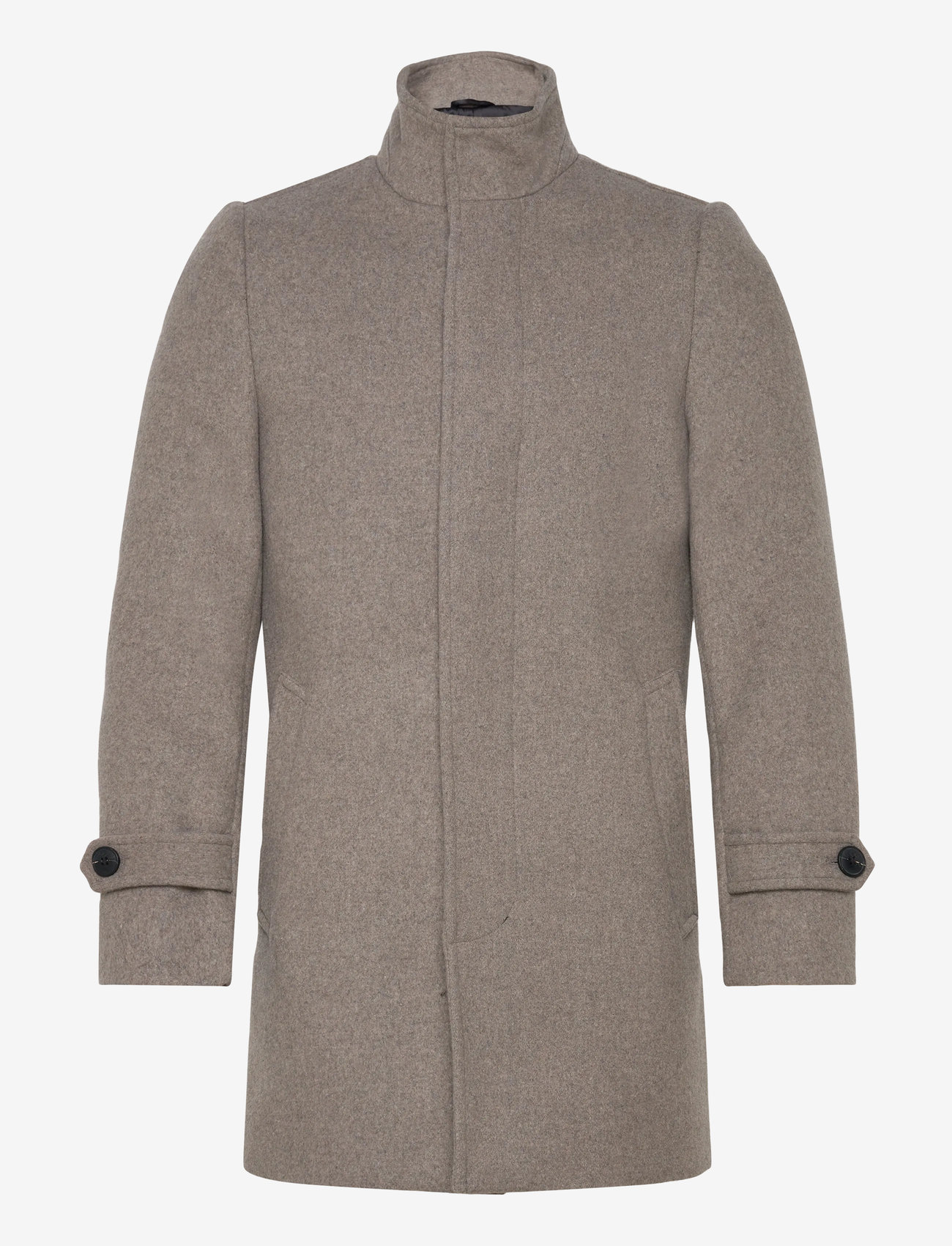 Lindbergh - Recycled wool funnel neck coat - vinterjackor - stone mel - 1