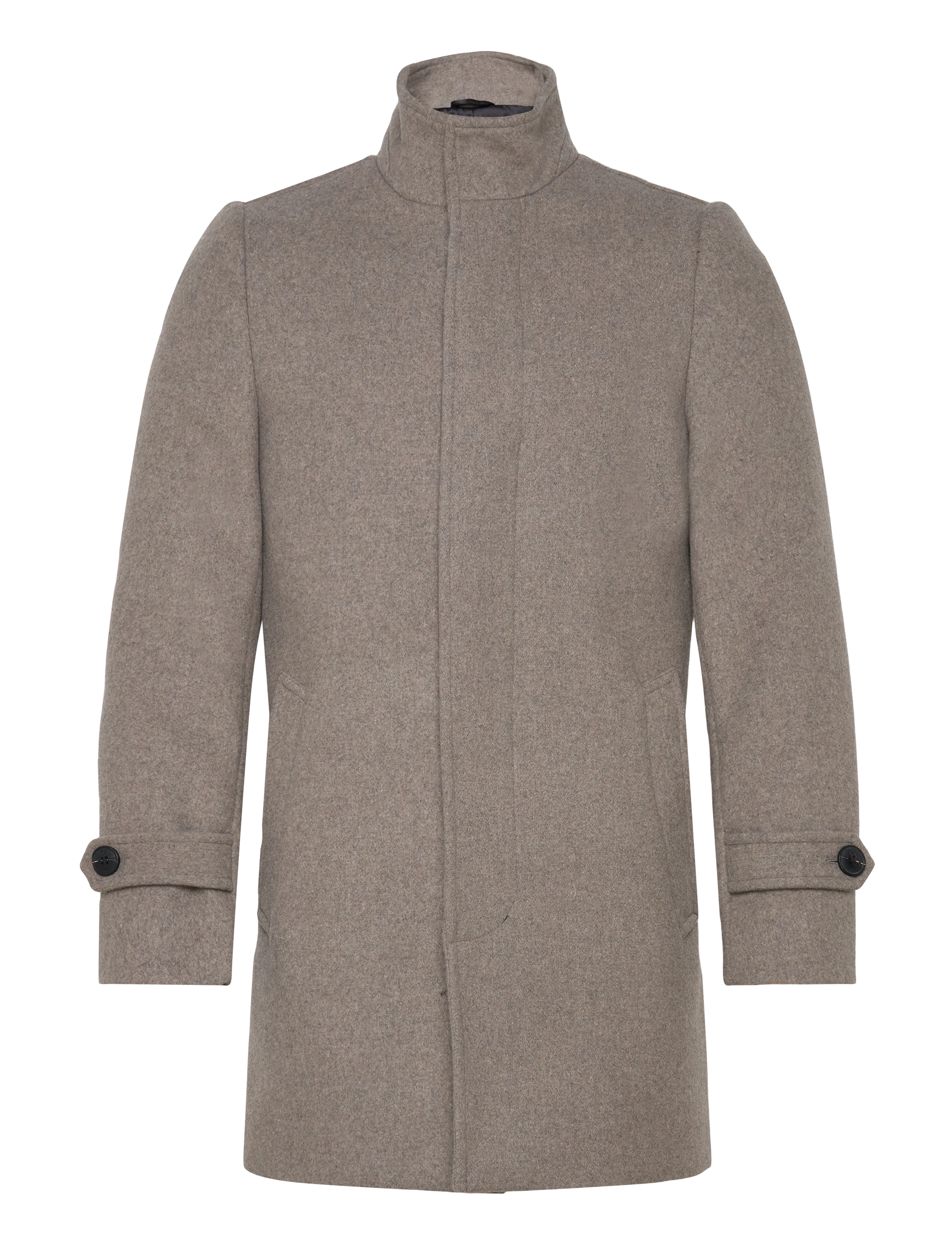 Lindbergh Recycled wool funnel neck coat - Jackets & Coats - STONE MEL / beige