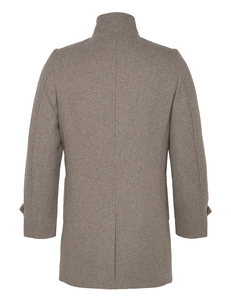 Lindbergh - Recycled wool funnel neck coat - vinterjackor - stone mel - 2