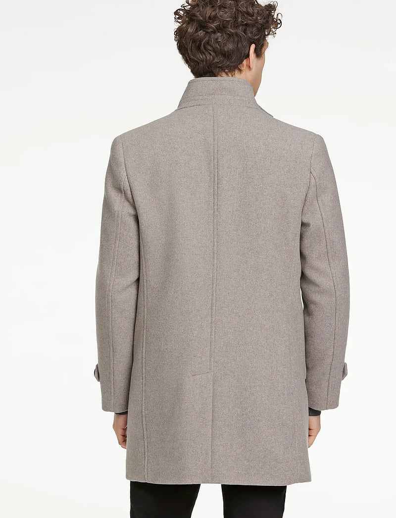 Lindbergh - Recycled wool funnel neck coat - vinterjackor - stone mel - 4