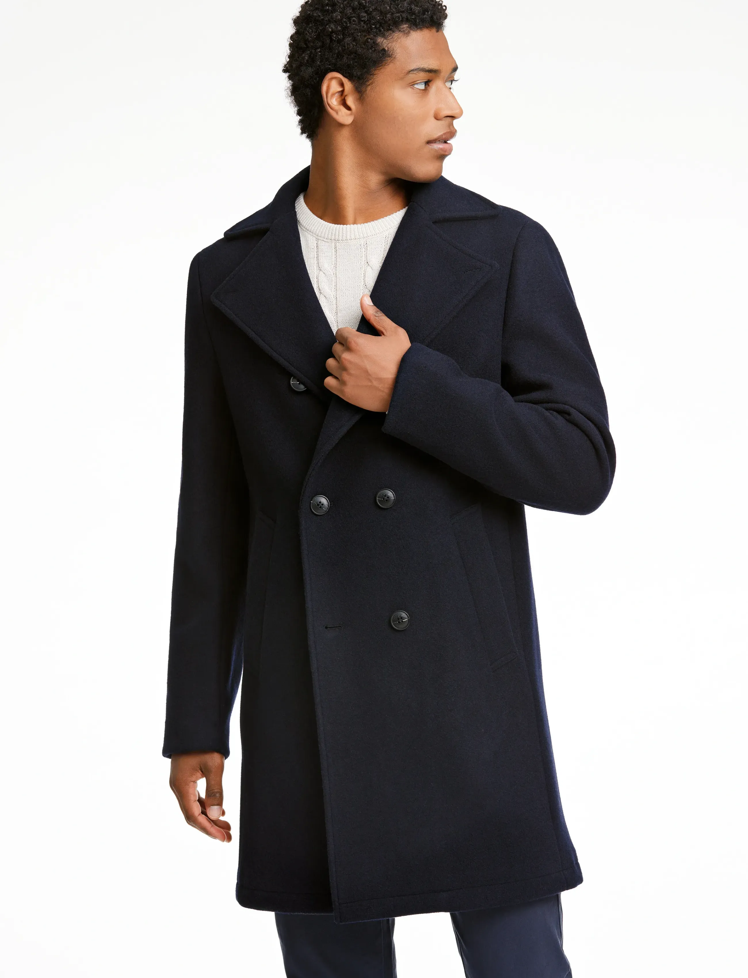 Lindbergh Recycled Pea Coat, XL, Coats, Marineblau - Wool Männerswear