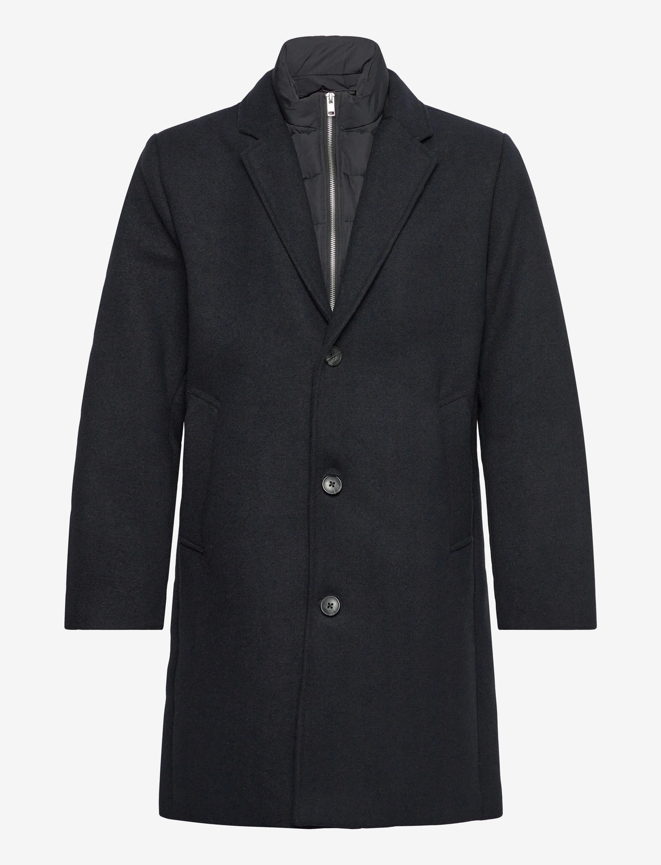 Lindbergh - Detachable collar lapel coat - vinterjakker - black - 1