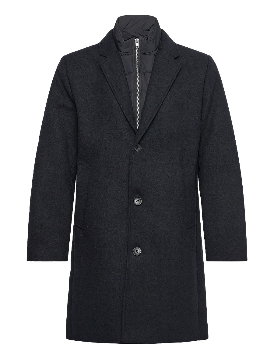 Lindbergh - Detachable collar lapel coat - ullrockar - black - 1