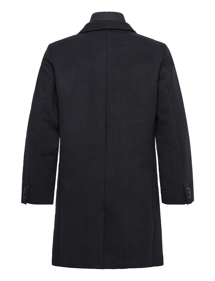 Lindbergh - Detachable collar lapel coat - ullrockar - black - 2