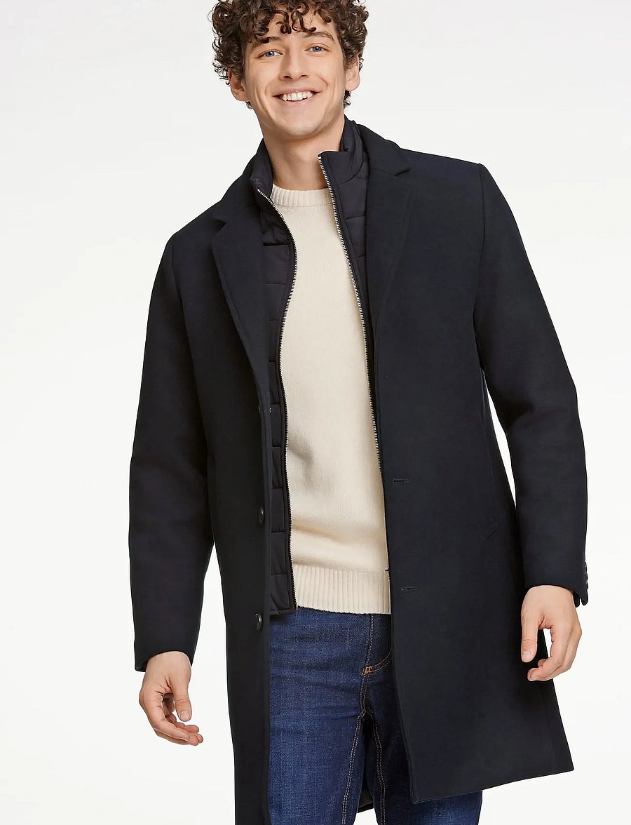 Lindbergh - Detachable collar lapel coat - ullrockar - black - 0