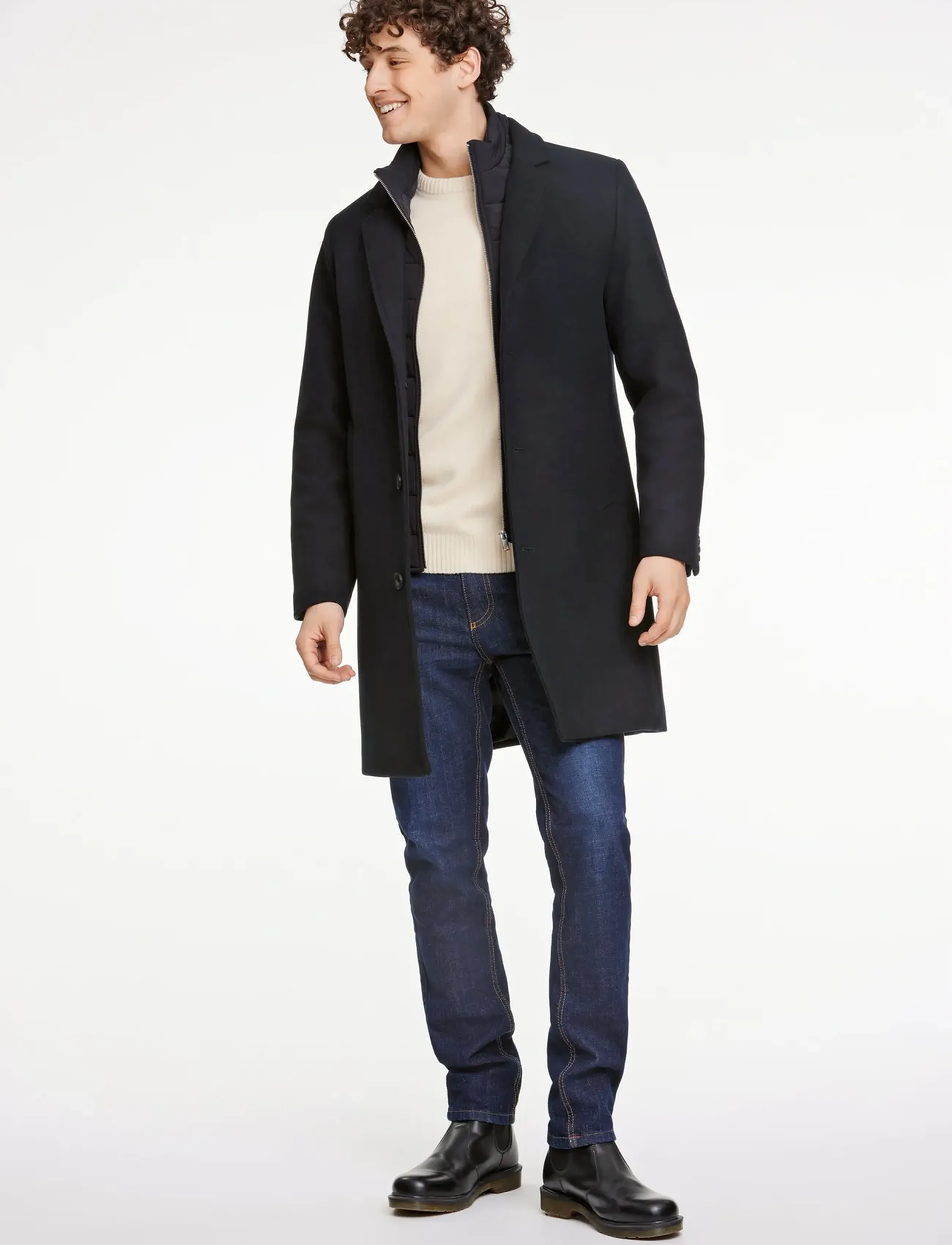 Lindbergh - Detachable collar lapel coat - mäntel - black - 3