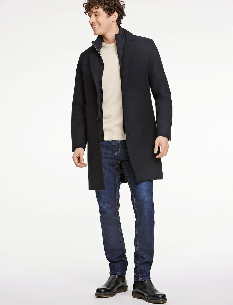 Lindbergh - Detachable collar lapel coat - ullrockar - black - 3