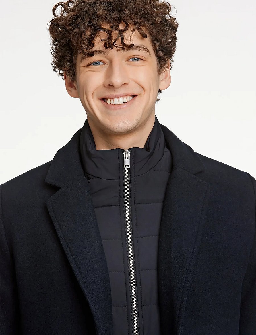 Lindbergh - Detachable collar lapel coat - ullrockar - black - 5