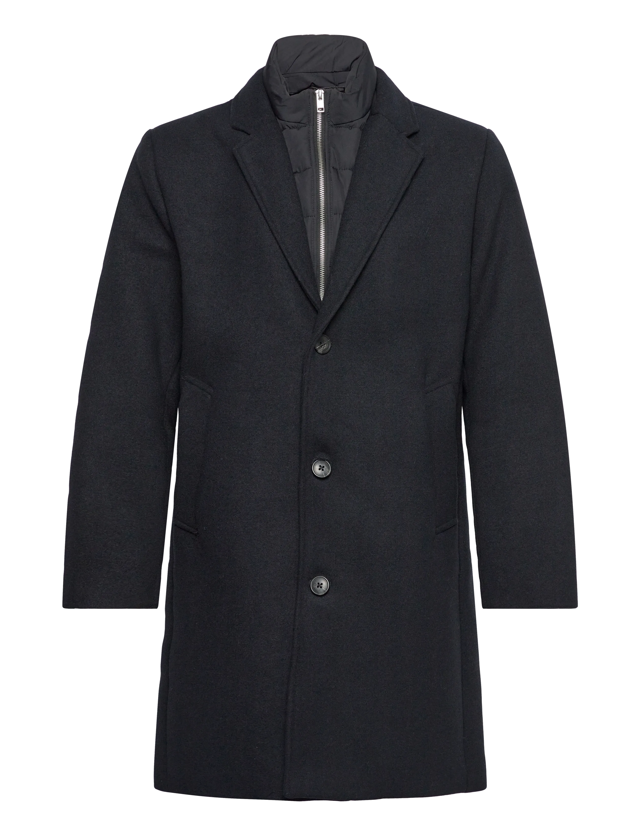 Lindbergh Detachable collar lapel coat - Lindbergh - BLACK / black