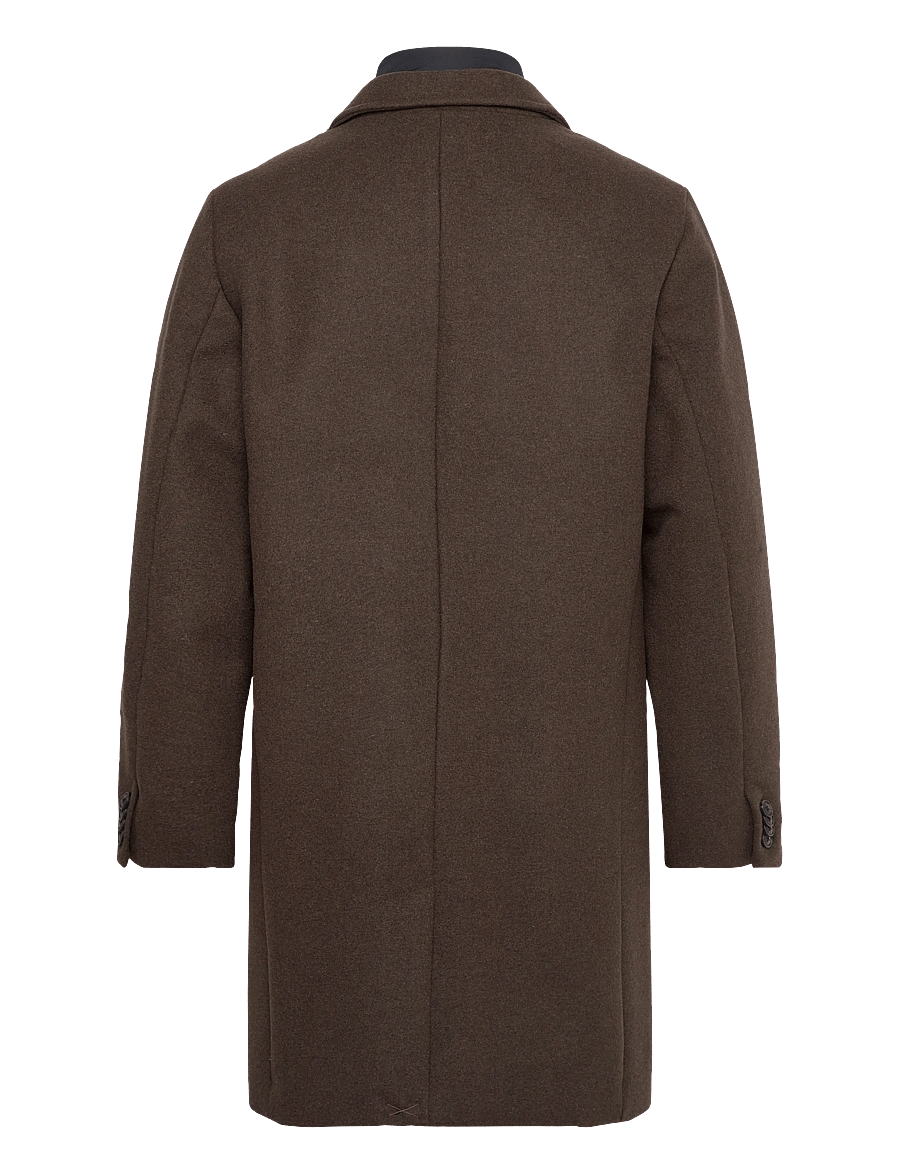 Lindbergh - Detachable collar lapel coat - ullrockar - dk brown mel - 2