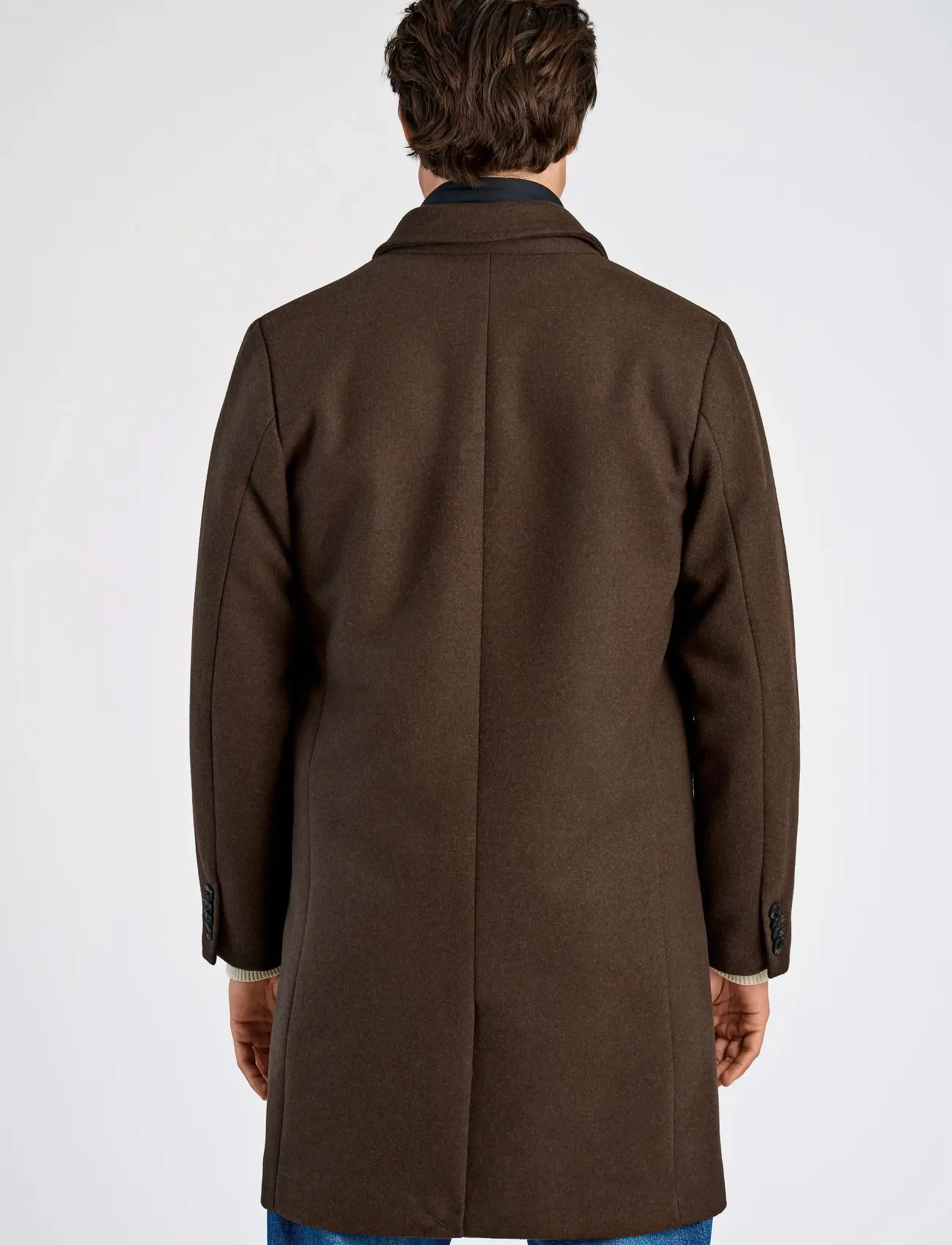 Lindbergh - Detachable collar lapel coat - kappor - dk brown mel - 5