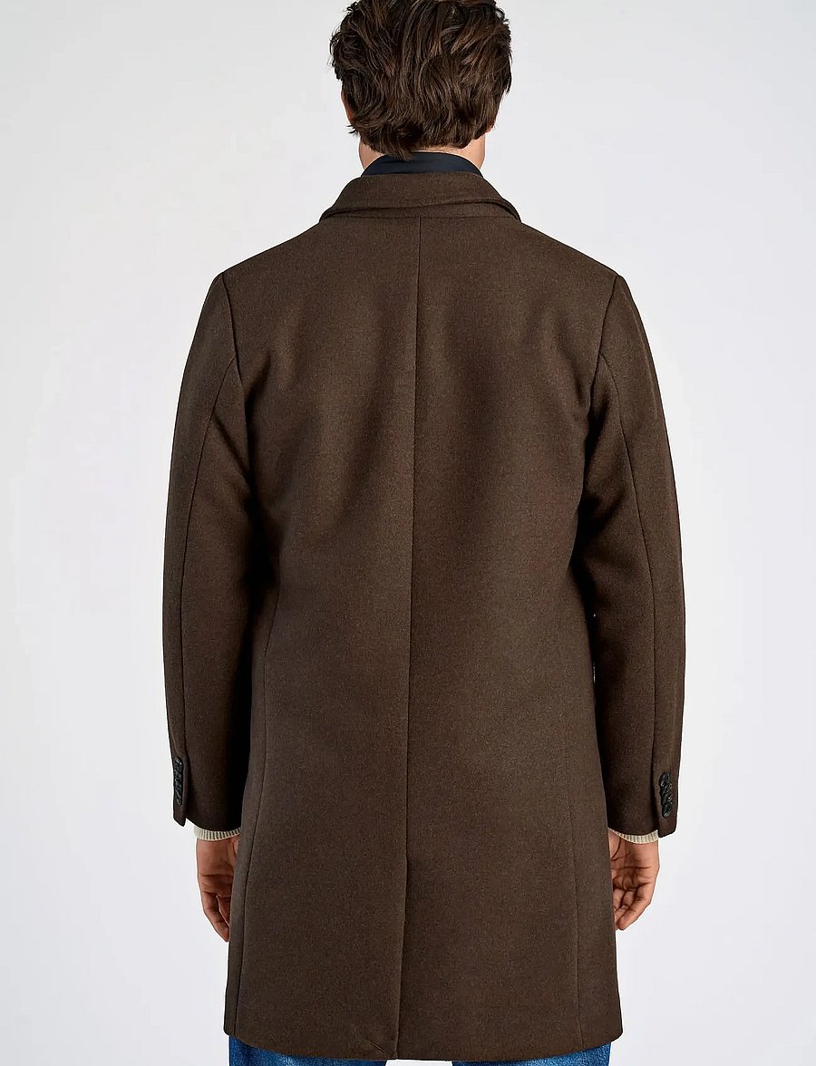 Lindbergh - Detachable collar lapel coat - ullrockar - dk brown mel - 5