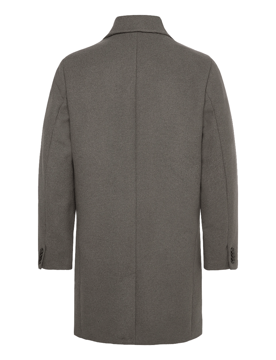 Lindbergh - Detachable collar lapel coat - wool coats - dk stone mel - 2