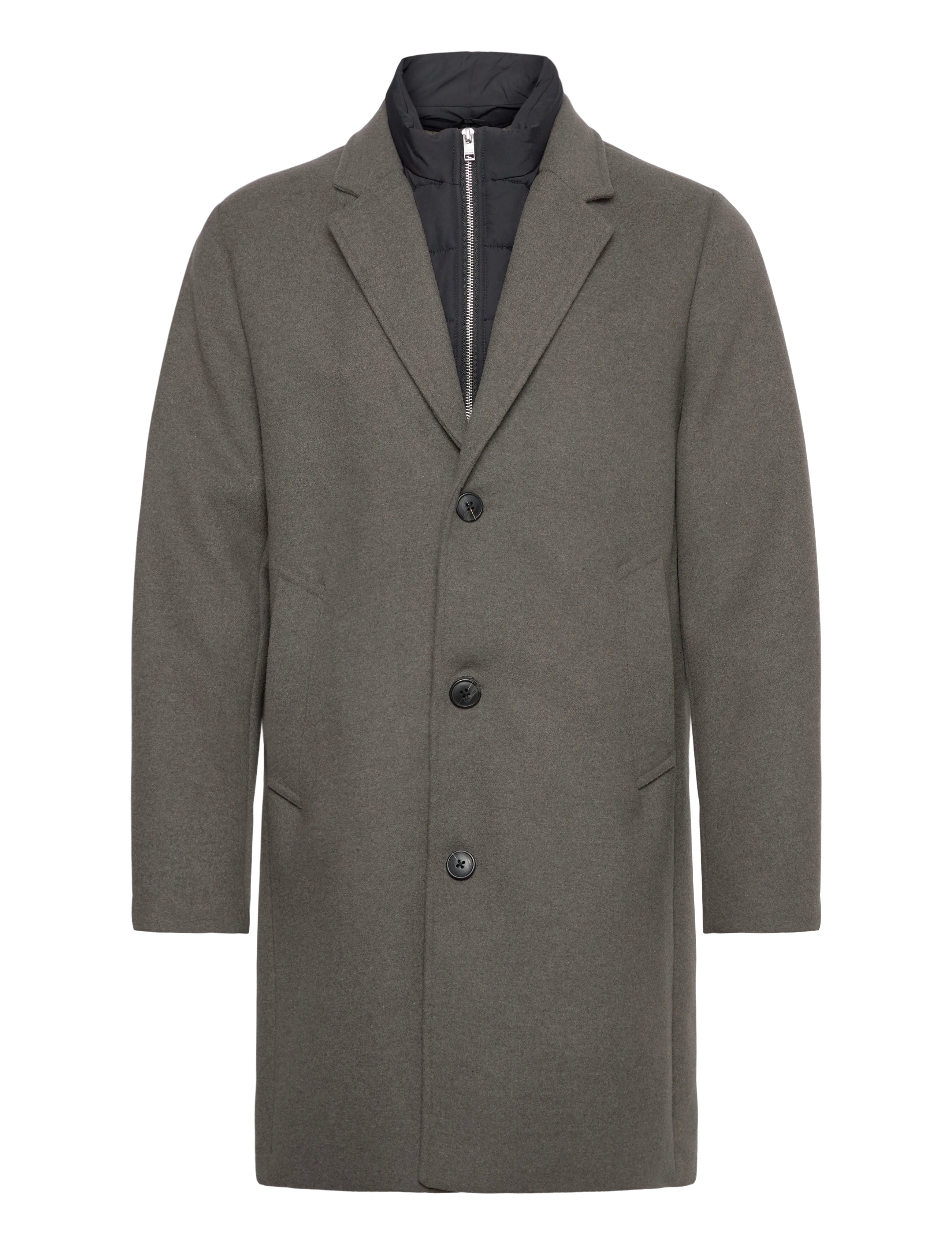 Lindbergh Detachable collar lapel coat - All products - DK STONE MEL / grey