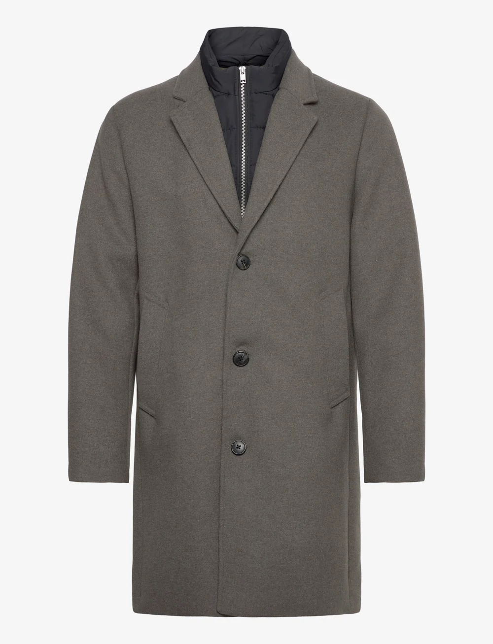 Lindbergh - Detachable collar lapel coat - winterjacken - dk stone mel - 1
