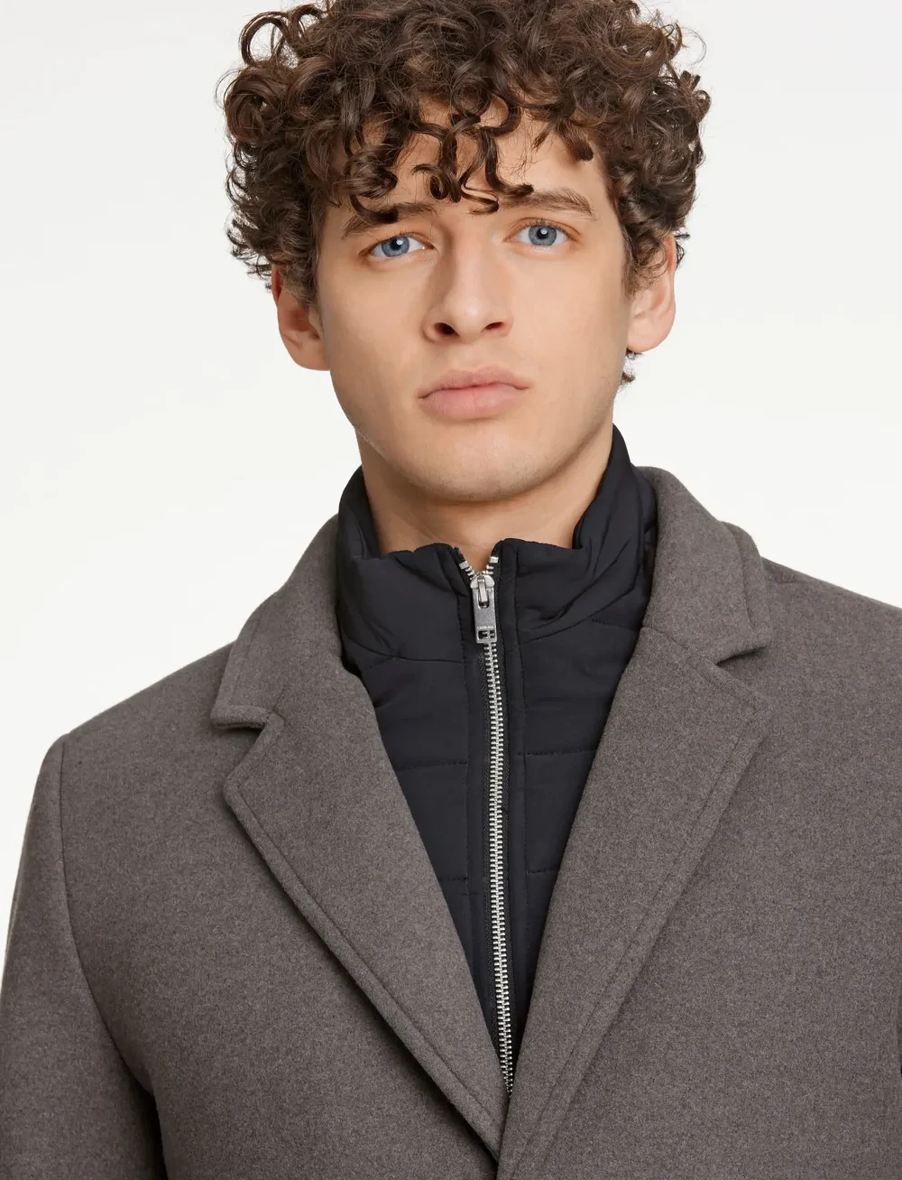 Lindbergh - Detachable collar lapel coat - winterjacken - dk stone mel - 5