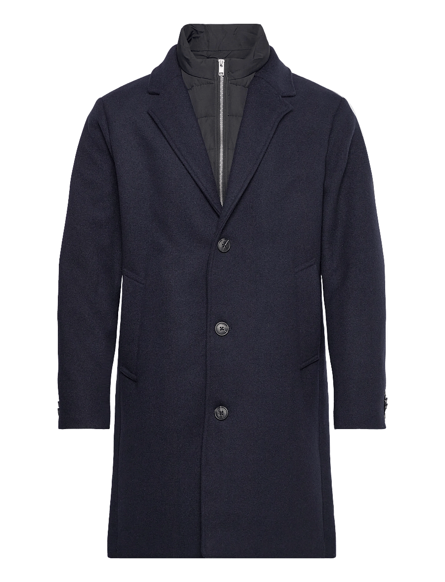 Lindbergh - Detachable collar lapel coat - uldfrakker - navy - 1