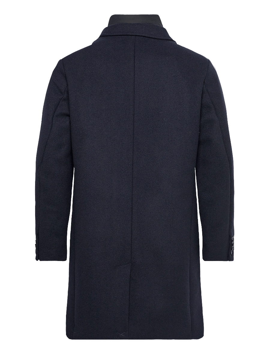 Lindbergh - Detachable collar lapel coat - uldfrakker - navy - 2