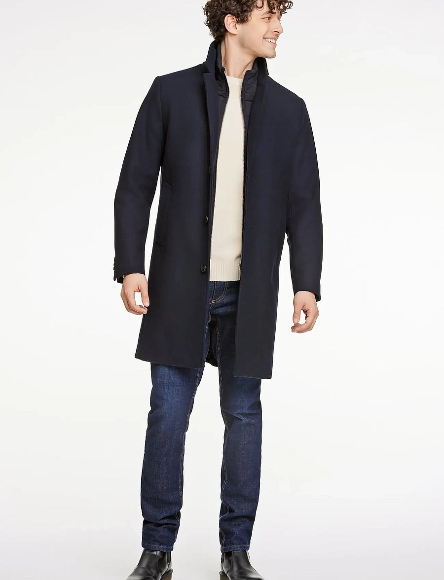 Lindbergh - Detachable collar lapel coat - uldfrakker - navy - 3
