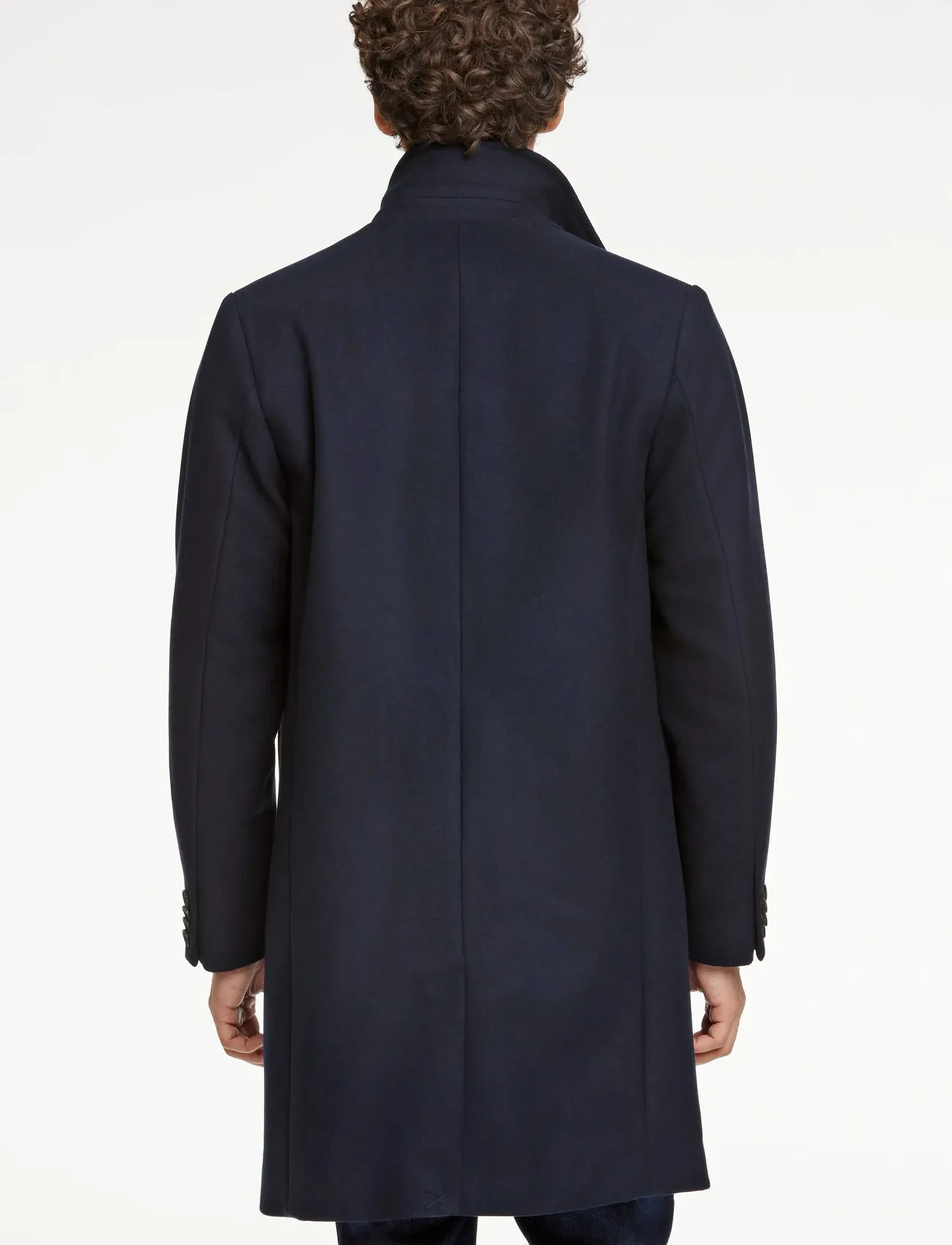 Lindbergh - Detachable collar lapel coat - ullrockar - navy - 4
