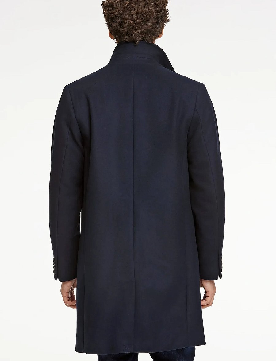 Lindbergh - Detachable collar lapel coat - uldfrakker - navy - 4