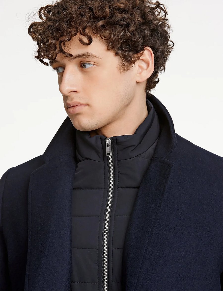 Lindbergh - Detachable collar lapel coat - uldfrakker - navy - 5