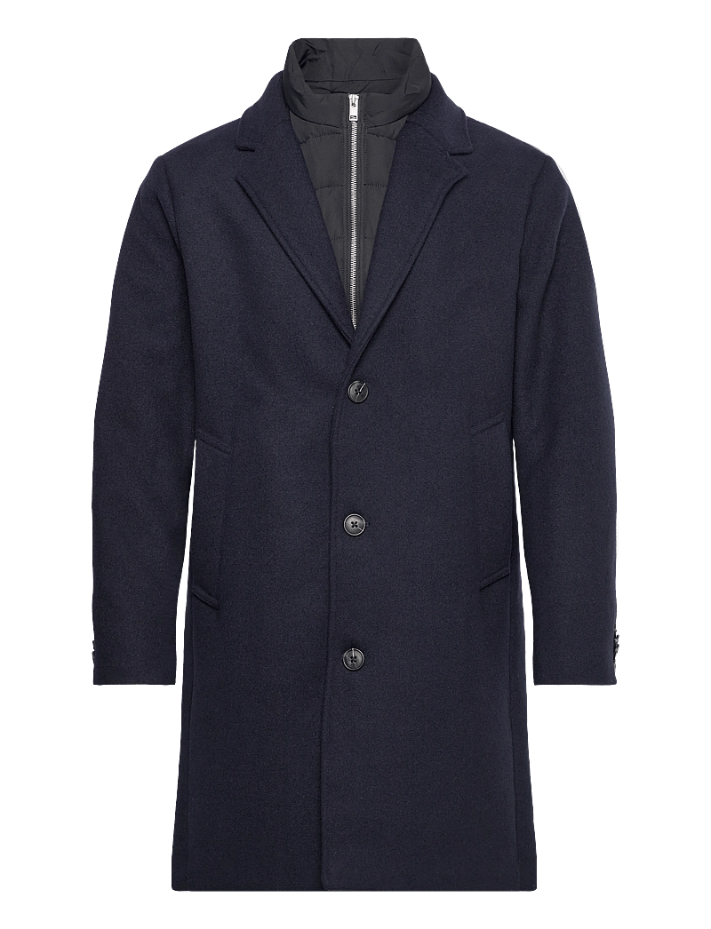 Lindbergh - Detachable collar lapel coat - winterjacken - navy - 1
