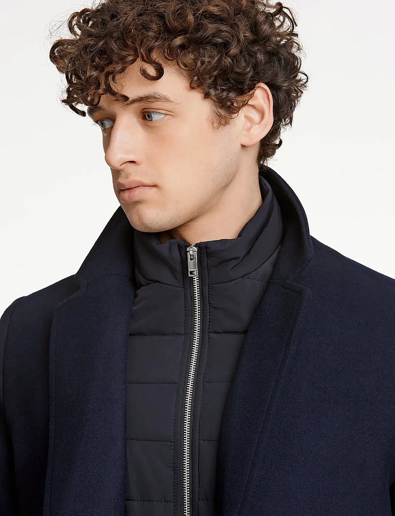 Lindbergh - Detachable collar lapel coat - winterjacken - navy - 5