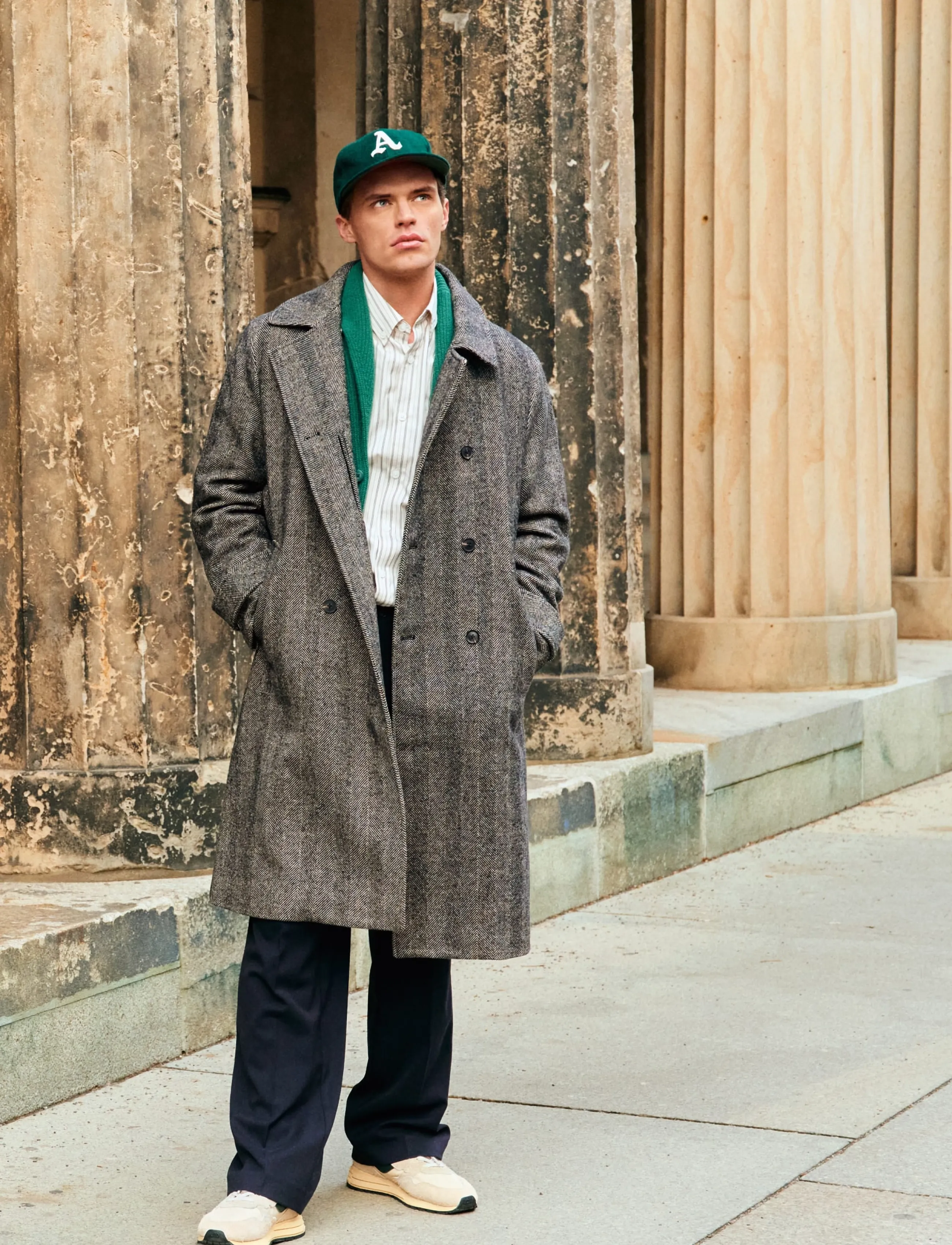 Lindbergh Herringbone coat - Tøj - BROWN MEL / brown