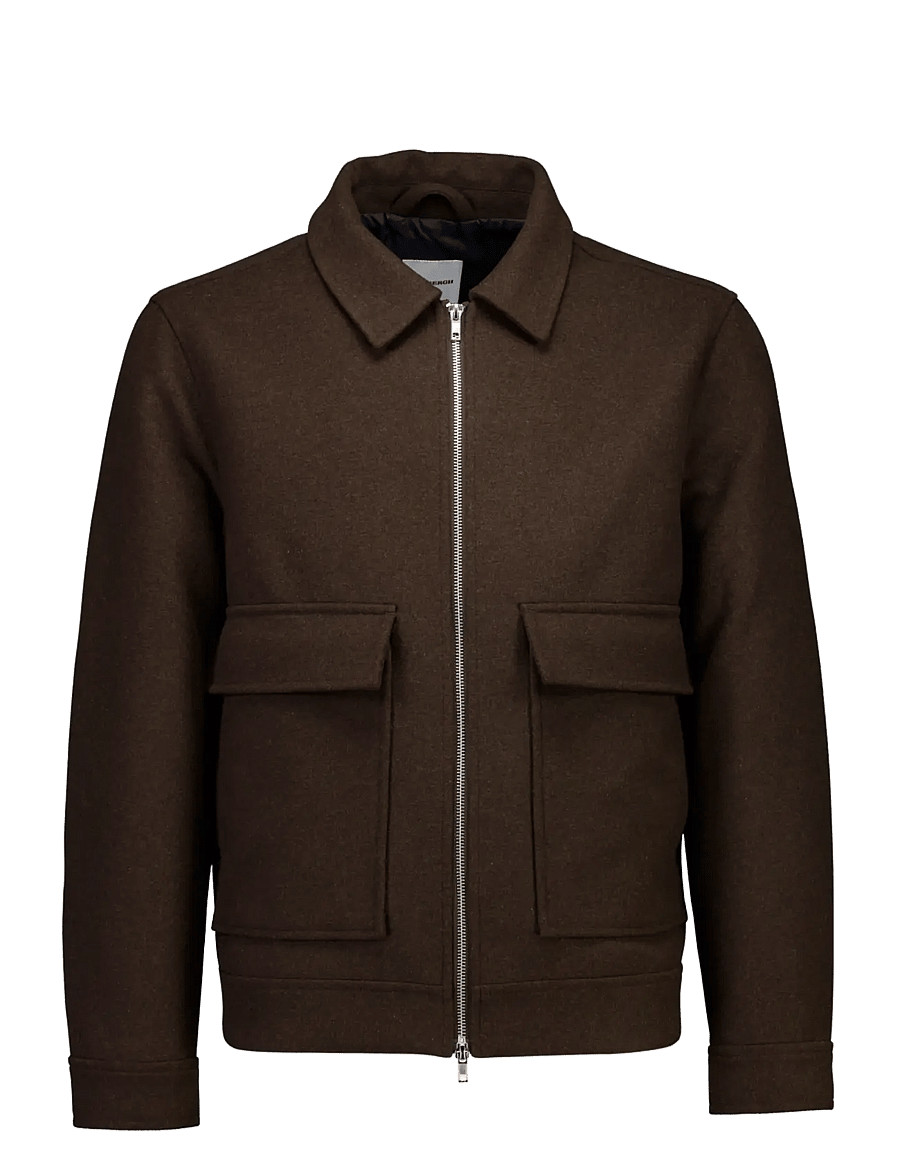 Lindbergh - Wool blend jacket - jakker - dk brown mel - 1