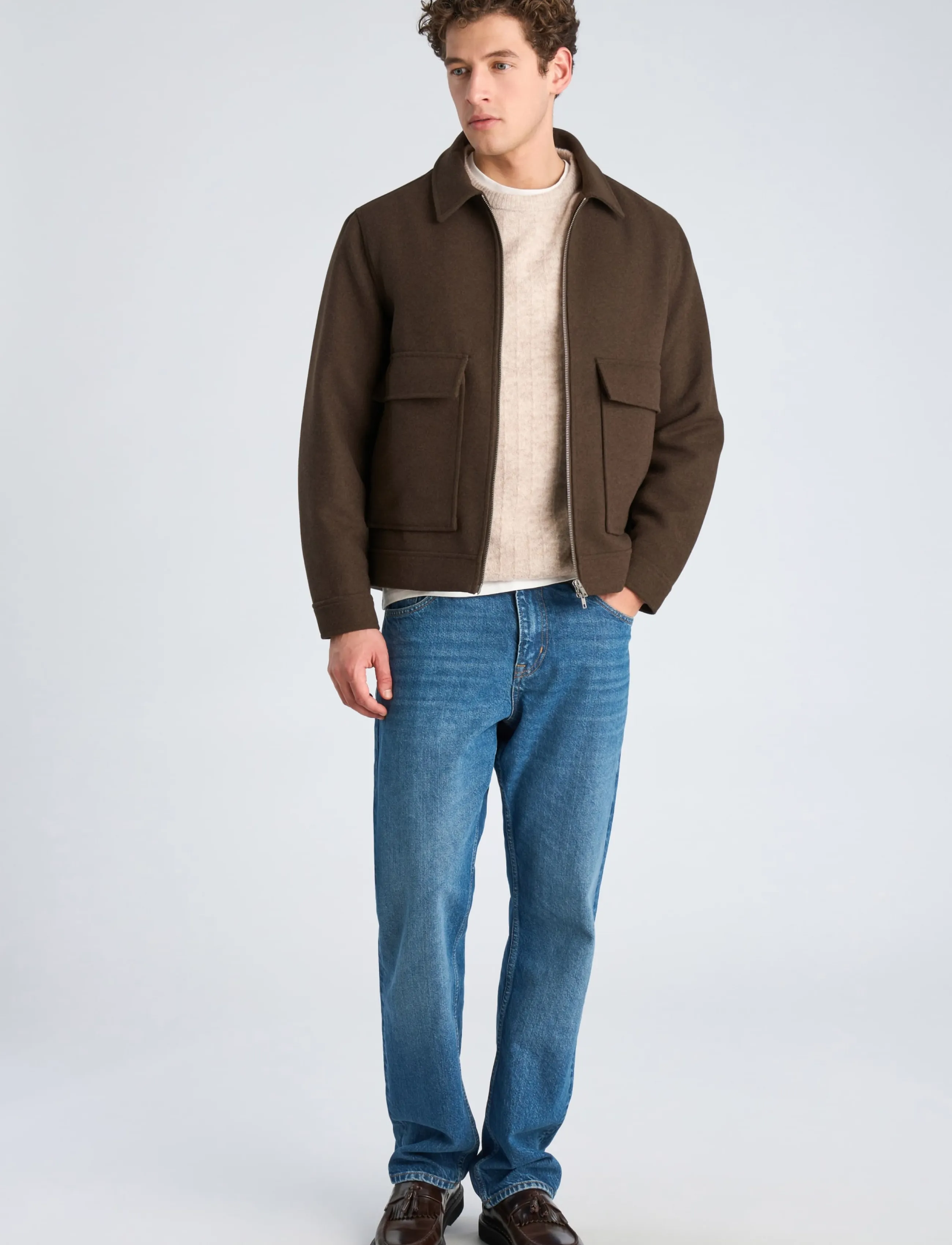 Lindbergh Wool blend jacket - Looks for less - DK BROWN MEL / brown