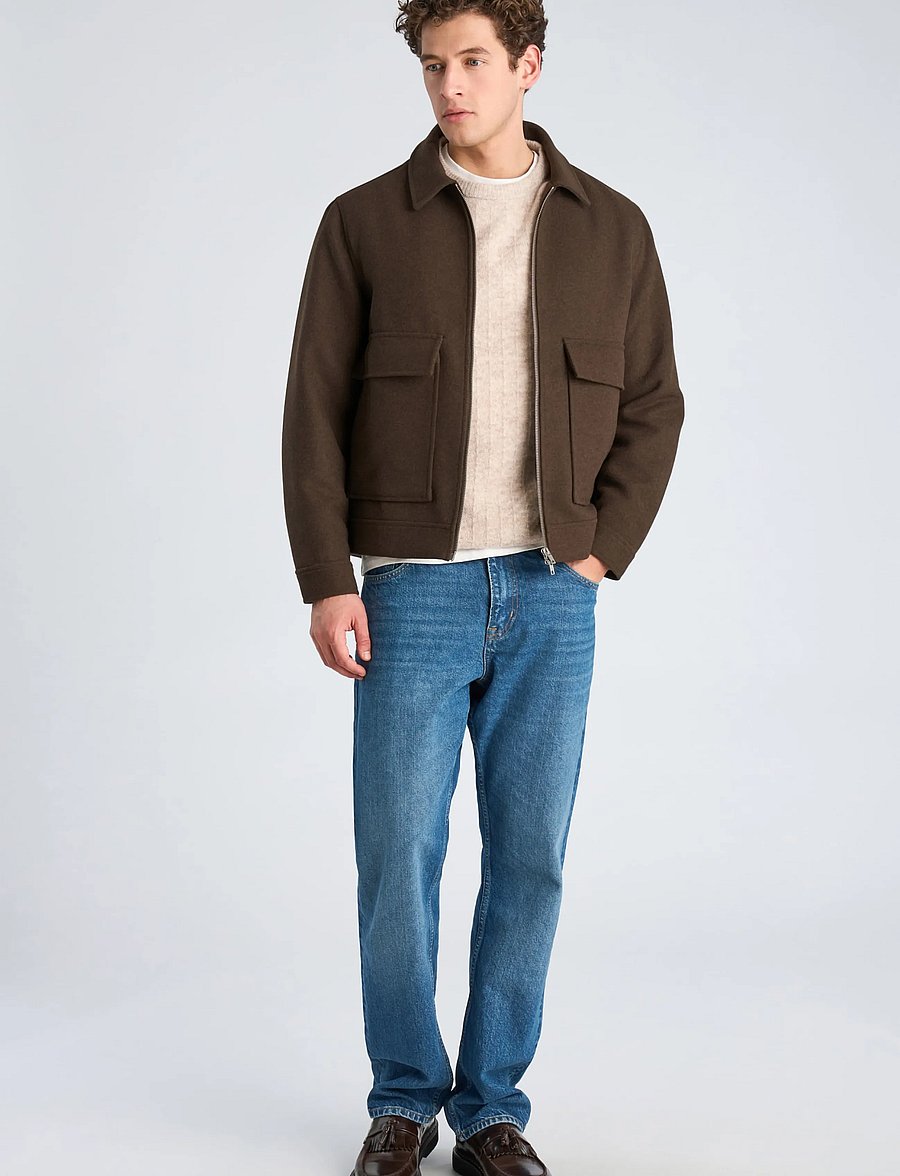 Lindbergh - Wool blend jacket - jakker - dk brown mel - 0