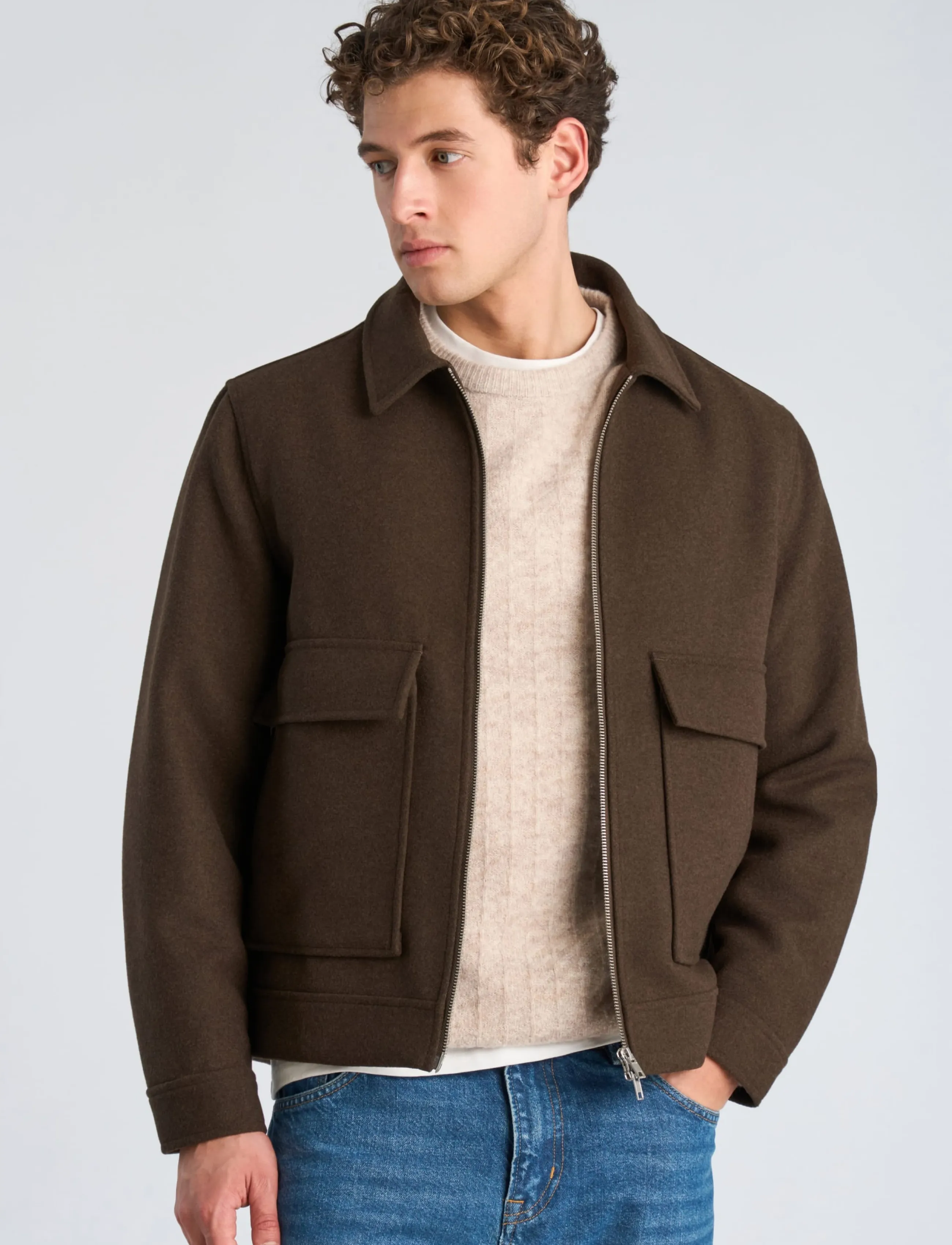 Lindbergh - Wool blend jacket - dk brown mel - 3