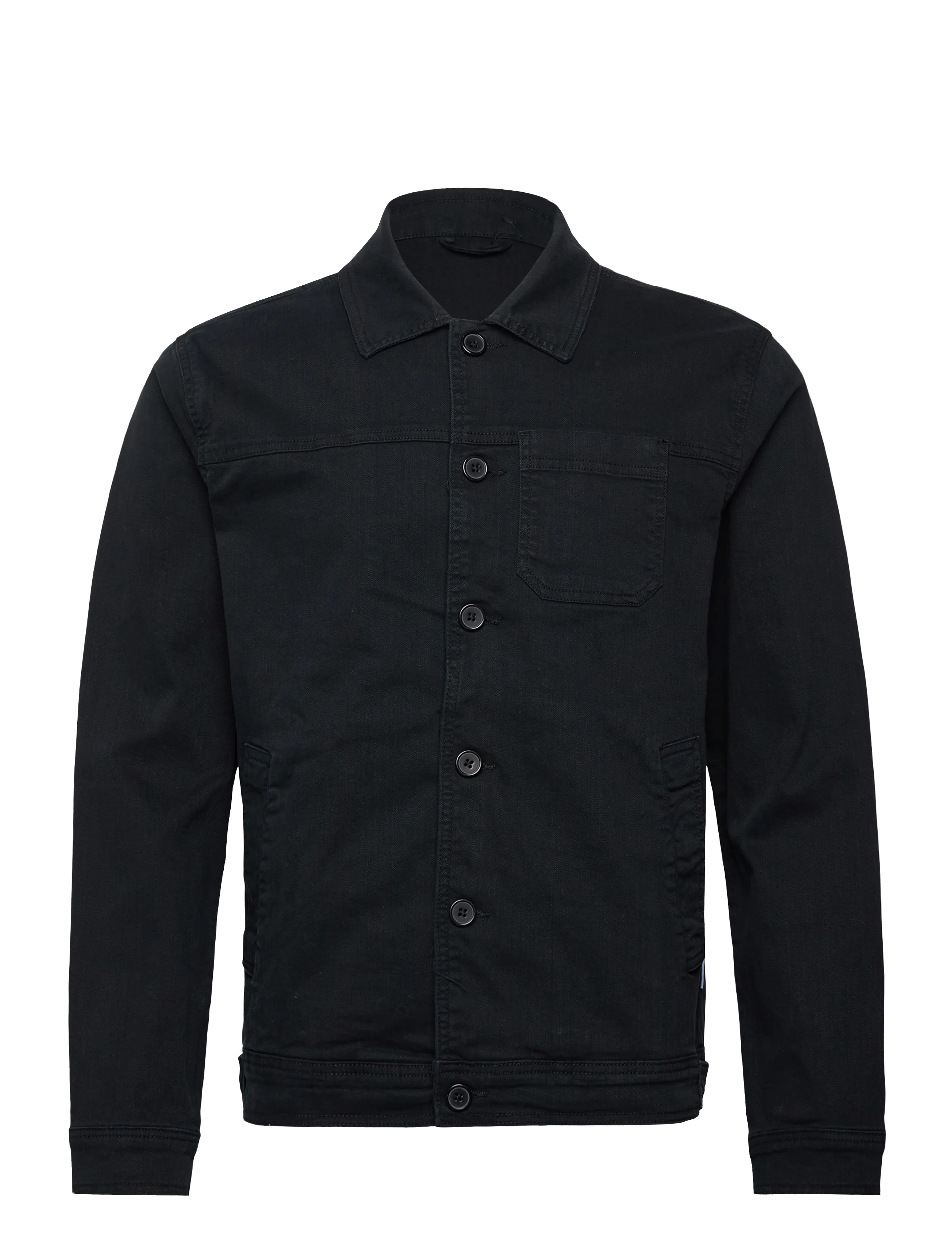 Cropped length overshirt - BLACK
