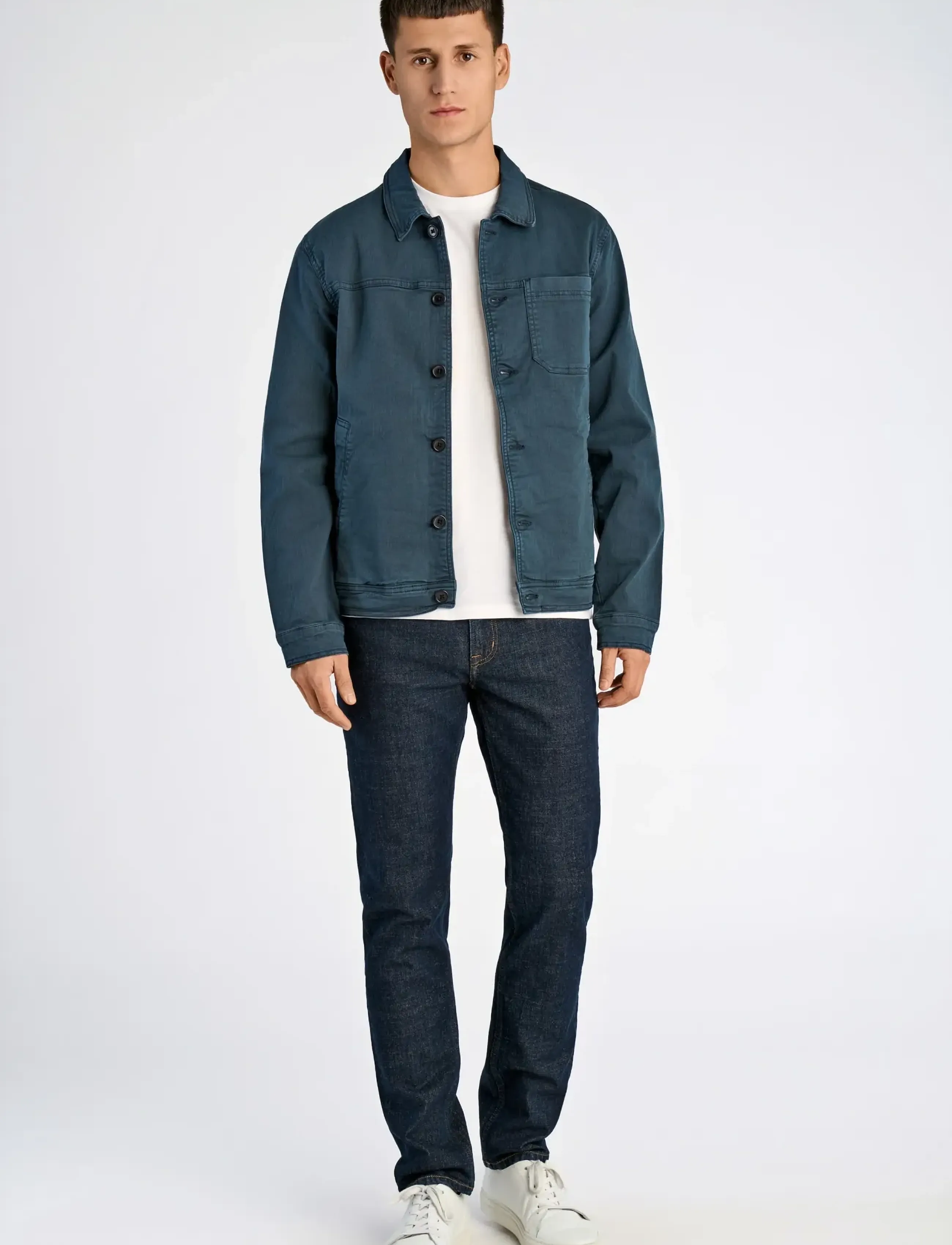 Lindbergh Cropped Length Overshirt, Mænd, Cropped Overshirt, Navy, Str: XL