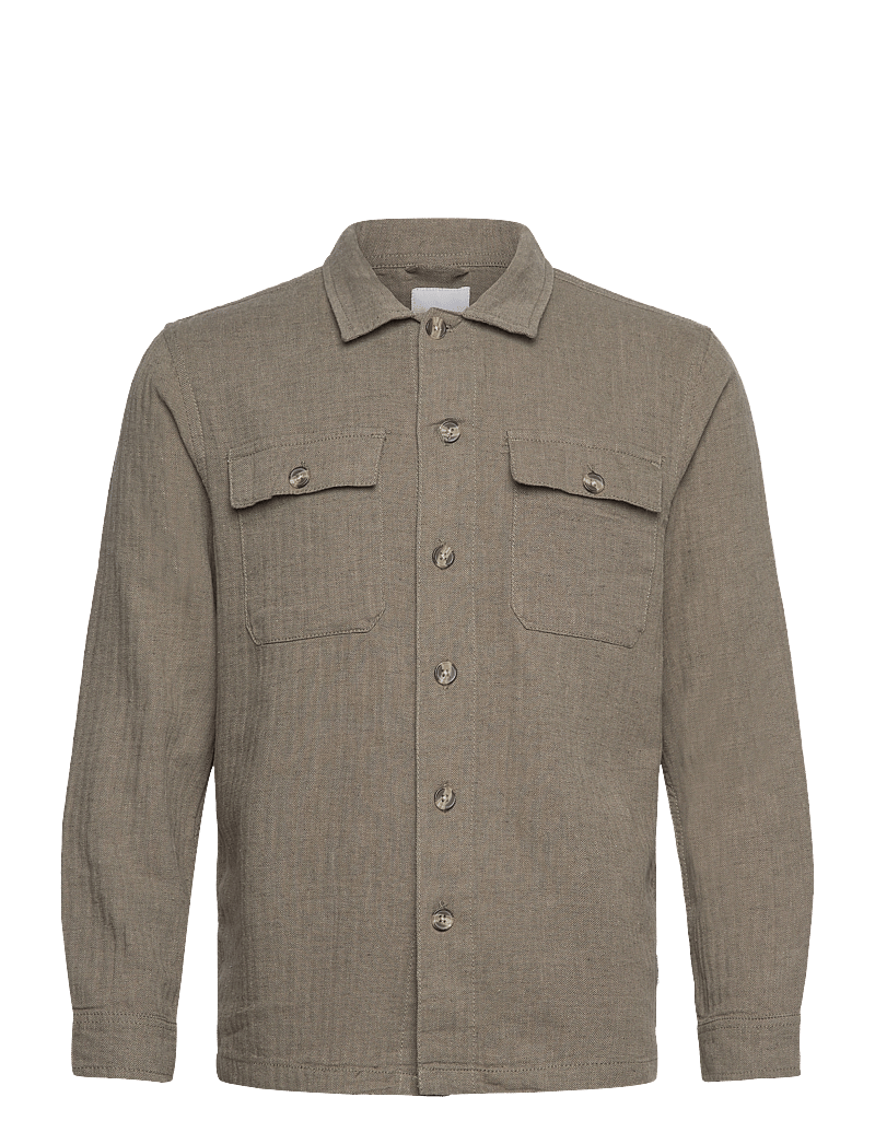 Lindbergh - Cotton linen overshirts L/S - kollektsioonid - army - 1