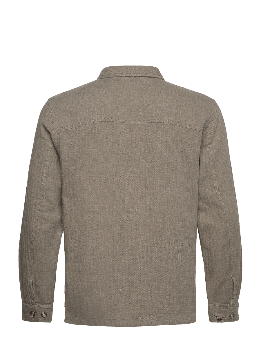 Lindbergh - Cotton linen overshirts L/S - collections - army - 2