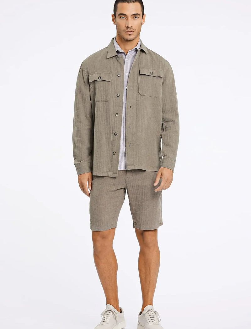 Lindbergh - Cotton linen overshirts L/S - kollektsioonid - army - 0