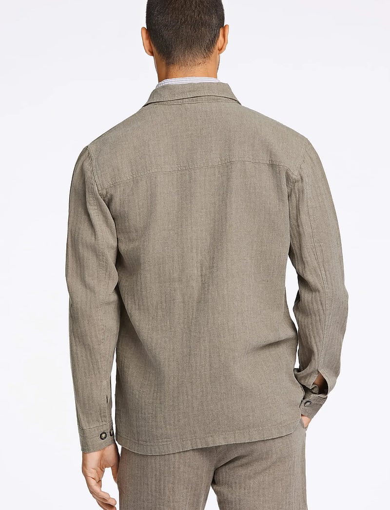 Lindbergh - Cotton linen overshirts L/S - kollektsioonid - army - 4
