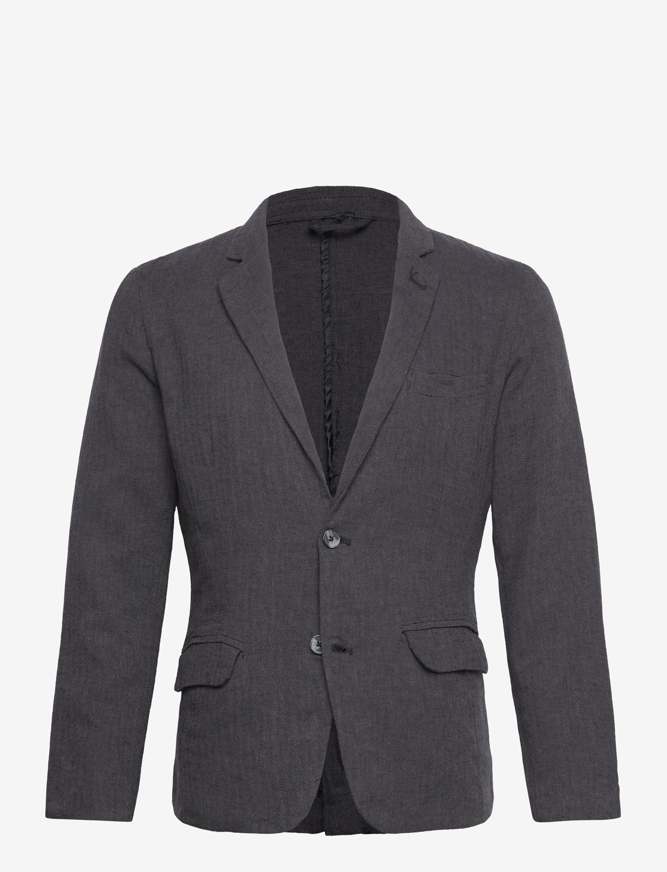 Lindbergh - Cotton linen blazer - enkelknäppta kavajer - black - 0