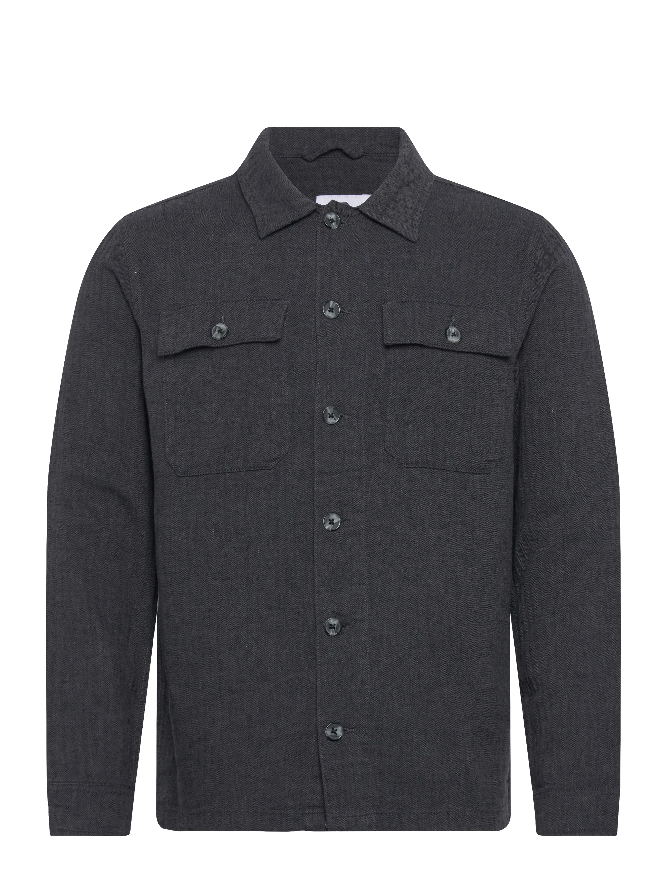 Lindbergh Cotton linen overshirts L/S - Virskrekli - BLACK / black